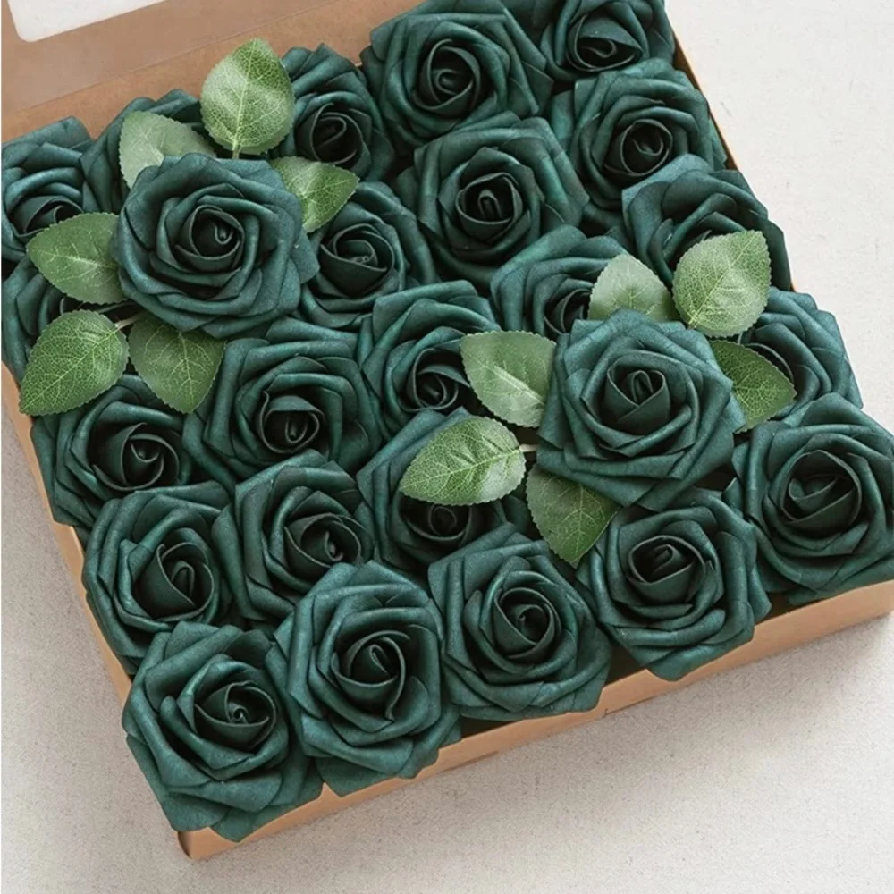 25 count Emerald Green Warm Taupe Champagne Nude Roses Flowers Enchanted Forest